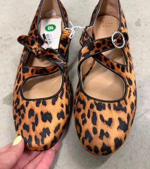 A New‎ Day Tamsin Leopard Print Mary Jane Flats Brown Black Size 10 NEW thumbnail 1