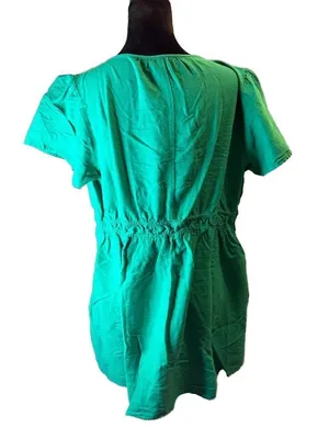 Isabel Maternity by Ingrid & Isabel Green Short Sleeve Smocked Waist Dress L thumbnail 2