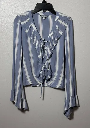 American Eagle Women Blue stripes blouse Long Sleeve size XS‎ thumbnail 1