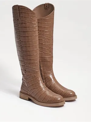 Sam Edelman Fable Cedarwood Croc Leather Tall Riding Boots Size 8 New in Box thumbnail 1