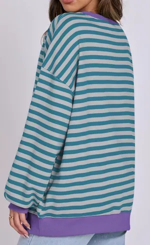 Amazon Women Striped Sweatshirt thumbnail 4