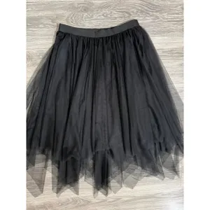 Fairy Black Tulle Mesh Handkerchief Hem Midi Skirt Medium Whimsigoth Punk Witchy thumbnail 2