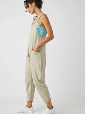 Free People Cream Harem-Style Jumpsuit thumbnail 3