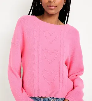 Old Navy SoSoft Crew-Neck Bobble Heart Sweater thumbnail 1