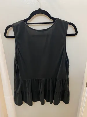 Green Envelope Black Peplum Top thumbnail 2