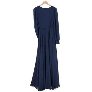 Lulus My Whole Heart‎ Wrap Dress Womens Medium Midnight Blue Long Sheer Sleeves thumbnail 7
