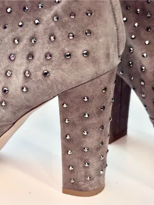 J. Crew Grey Suede Studded Ankle Booties thumbnail 5