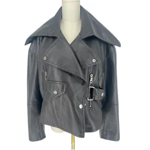Nanushka Ado Regenerated Leather Biker Jacket‎ Black Espresso XS thumbnail 5