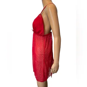 Delta Burke Plus Size Red Sheer Romantic Coquette Heart Print Lingerie Min Dress thumbnail 5