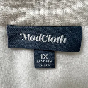 ModCloth Linen Blend Shirt Dress 1X Coastal Soft‎ Girl Minimalist Beige Pockets thumbnail 4