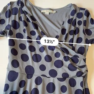 Boden Dress Women's Size 4 Long US, 8L UK Blue Polka Dot V Neck 3/4 Sleeves Work thumbnail 7