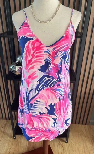 lily pulitzer sleeveless dress pink and blue size xxs silk summer dress thumbnail 1