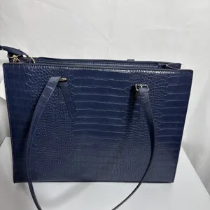 Source Unknown Laptop Attache' Carry Purse 15.6" Tote Bag Faux Croc Leather Dark Blue thumbnail 14