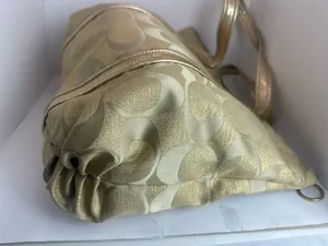 Coach Poppy Op Art Glam Tote Gold Metallic Ja Handbag thumbnail 12
