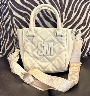 STEVE MADDEN Cream Quilted Crossbody Handbag Detachable Camera Strap thumbnail 1