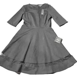 NWT Lulu's Womens Black Sheer Factor Half Sleeve Mesh Skater Mini Dress‎ Medium thumbnail 1