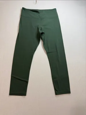 Zyia High-Waist Forest Green Leggings with Subtle Logo thumbnail 3