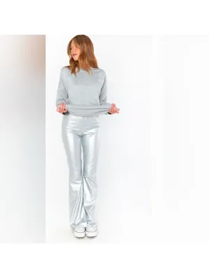 Show Me Your Mumu Silver Nashville Pull On Flares Faux Leather Size Medium thumbnail 2
