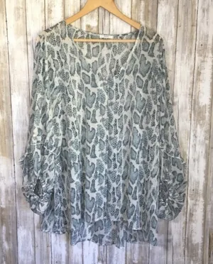 Jodifl Sheer Snake Print Off The Shoulder Blouse Medium thumbnail 1