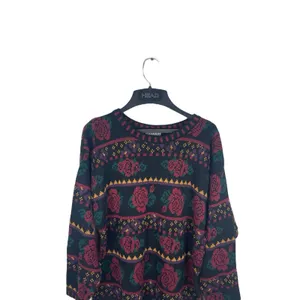 VTG 80s 90s Stefano International Black Rose Floral Knit Sweater Pullover M thumbnail 3