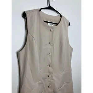 Abercrombie & Fitch Mini Dress Womens L Beige Excellent Button Front Tie Back thumbnail 3