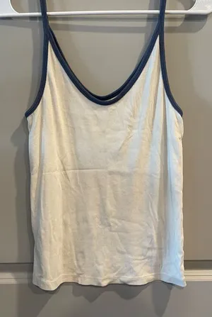 White Tank Top with Blue Trim thumbnail 1