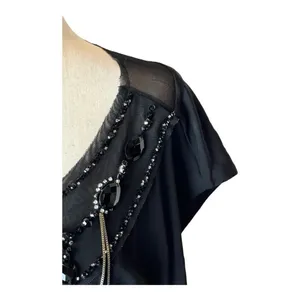 Alice + Olivia Beaded Jeweled Neck Dress Women Small Black Mini‎ Whimsigoth Goth thumbnail 7