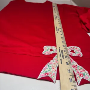 Hazel Blues Floral Bow Patched Exposed‎ Seam Patchwork Slit Baggy Sweatshirt thumbnail 4