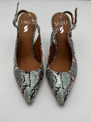 Sarto Sophie Snake Print Slingback Heels Womens US 6 Pointed Toe Leather thumbnail 2