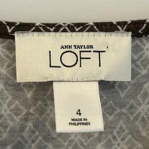 Loft Sun Dress Brown White Geometric Print Size 4 thumbnail 3
