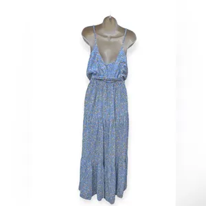 Lulu's Sunny Bliss Cottagecore Floral Print Tiered Maxi Dress Women's Med‎ NWT thumbnail 2