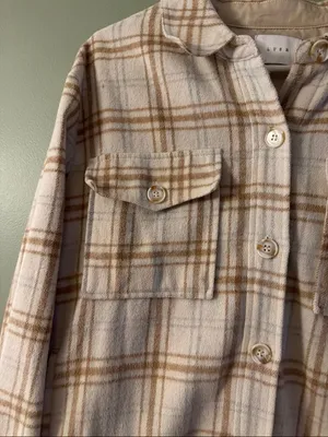 Lush Cream & Tan Plaid Shacket thumbnail 2