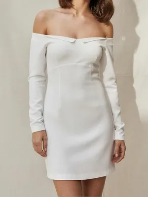 BHLDN Gianna Off The Shoulder Mini Dress, Ivory, Small thumbnail 2