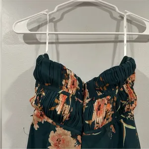 Lulus Enchanting Garden Emerald Floral Cutout Bow Strapless Maxi Dress Green XS thumbnail 5