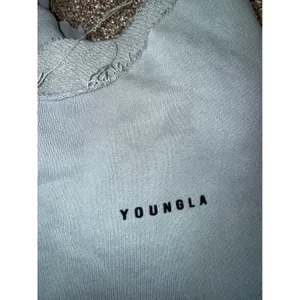 YoungLA Sweatshirt Women Large Blue Gray Good Distressed Raw Neck‎ 525 MMXIV thumbnail 8