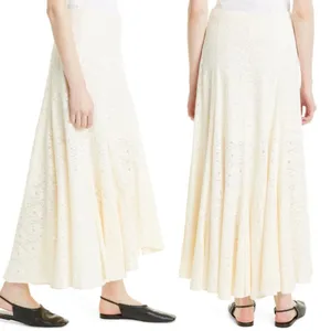 Rebecca Taylor • Lace Maxi Skirt cream New Ivory flowy slit crochet beach summer thumbnail 16