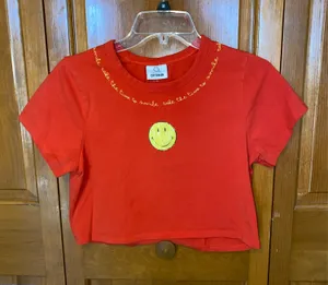 Cotton On Red Smiley Face Crop Tee  thumbnail 1