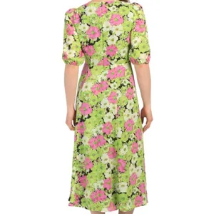 NWT WAYF X Nordstrom FLORAL PUFF SLEEVE MIDI DRESS Green Multi Small thumbnail 3