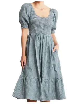 The Hill House Home Louisa Nap Midi Dress in Emerald Green Gingham (Size Small) thumbnail 5