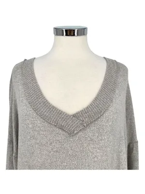 Altar'd State Gray Oversized V-Neck Knit Pullover Size Small Loungewear Cozycore thumbnail 2