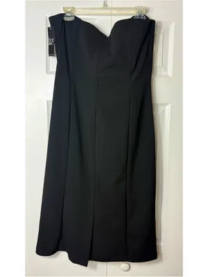 New York & Company Black Cream 3D Rosette Strapless Cocktail Dress Midi XL NWT thumbnail 5