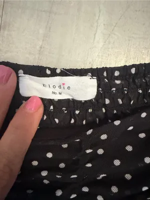 Elodie Black Polka Dot Ruched Puff Sleeve crop Top thumbnail 5