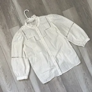 Ba&sh Tamie Shirt cotton lace ruffle button up womens White (small) cottagecore thumbnail 3