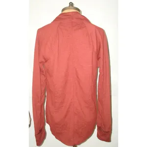 NWT New Womens S Prana Waffle Knit Wool Top Rhubarb Red Orange 1/2 Zip Thumbhole thumbnail 3