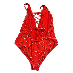 👙🔥 Billabong‎ Chili Red Lace-Up One Piece Swimsuit Small S Beachwear 🔥👙 thumbnail 6