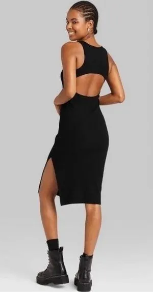 Ribbed Back Cut Out Midi Dress thumbnail 2