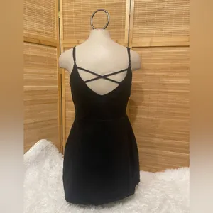 Express black mini dress adjustable spaghetti straps woman’s medium thumbnail 3