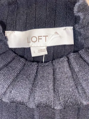 NWT LOFT Black Ribbed Mock Neck Sweater thumbnail 2
