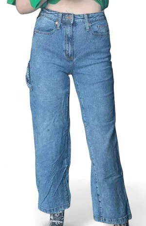 universal thread high waisted wide leg carpenter jeans thumbnail 3