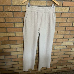 Sundays Pryn Pants Loungewear Wide Leg Crinkle Terry Fabric Beige Size Small thumbnail 2